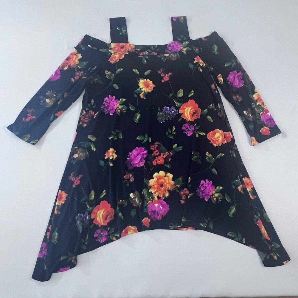 Clara Sunwoo Vibrant Floral Draped Hem Top Size M
